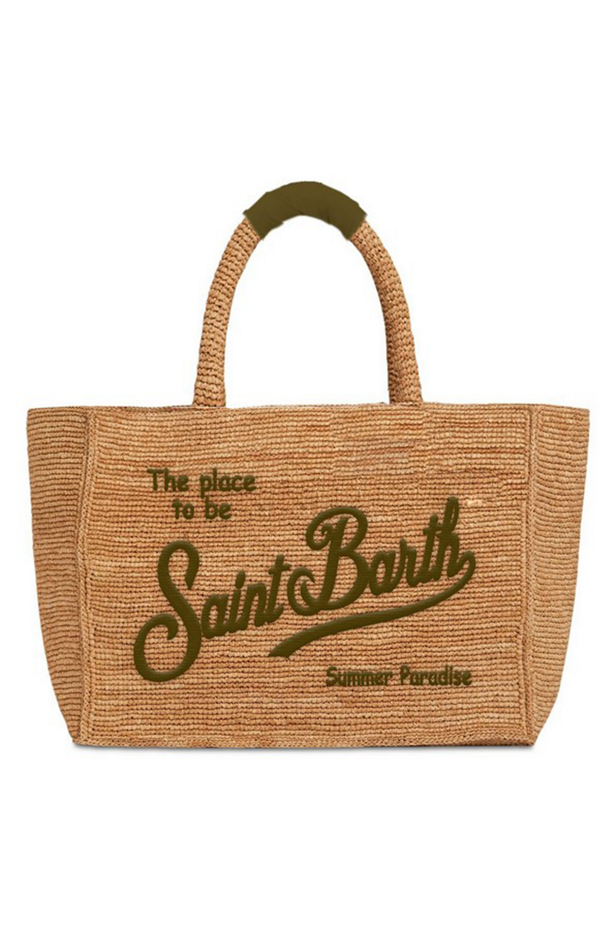 MC2 Saint Barth Straw bag with front embroidery and fabric handles