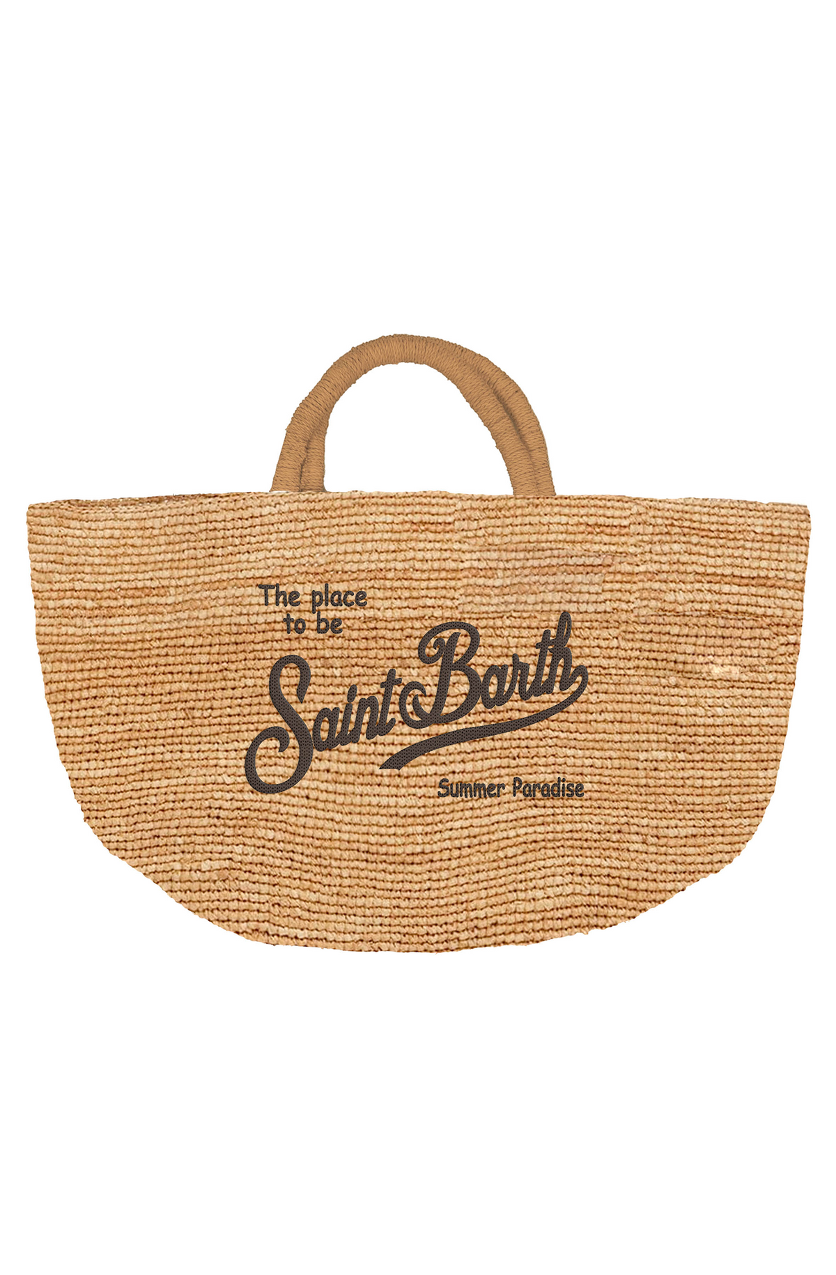 MC2 Saint Barth Straw bag with front embroidery and fabric handles