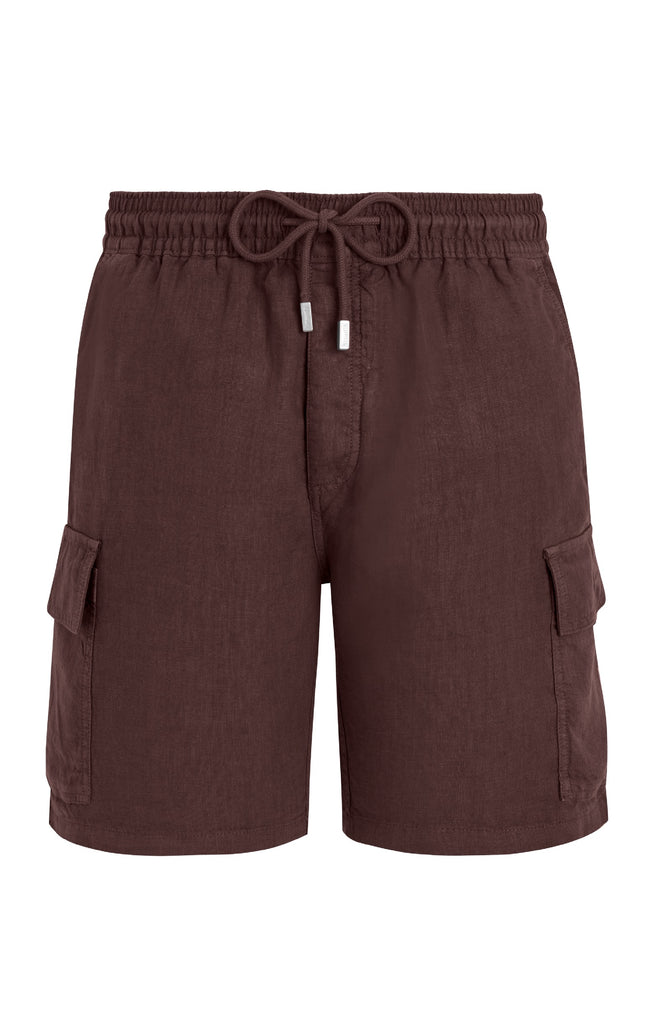 VILEBREQUIN Men Linen Bermuda Shorts Cargo Pockets