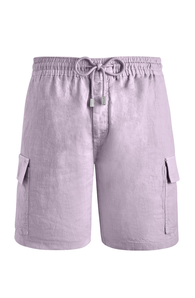 VILEBREQUIN Men Linen Bermuda Shorts Cargo Pockets