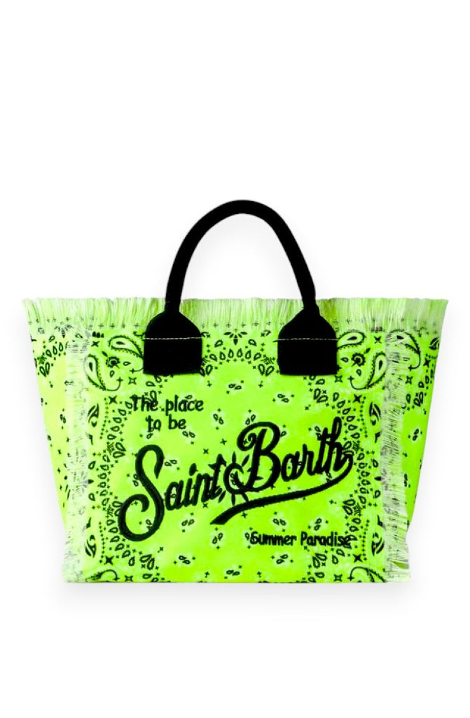 MC2 SAINT BARTH Colette Fluo Yellow HandBag with Bandanna Print