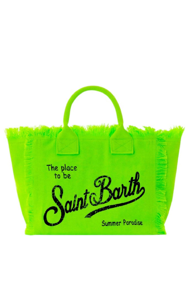 MC2 SAINT BARTH Colette Cotton Canvas Handbag Fluo Green