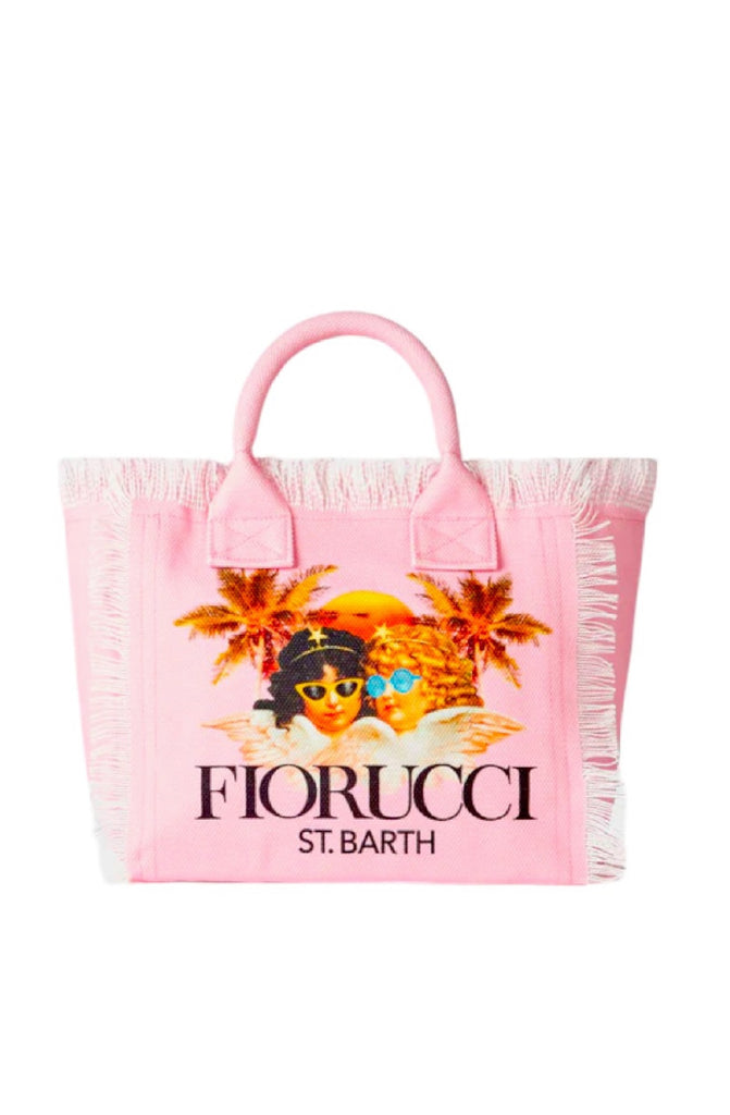 MC2 SAINT BARTH Colette Cotton Canvas Handbag Pink Fiorucci Angels Print