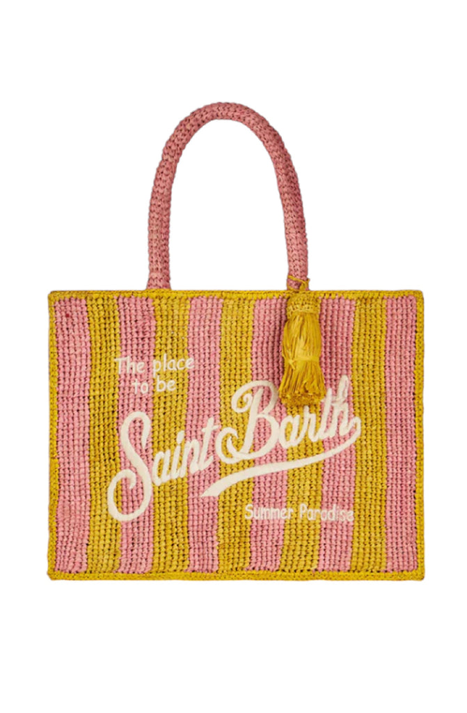 MC2 SAINT BARTH Colette Raffia Striped Handbag