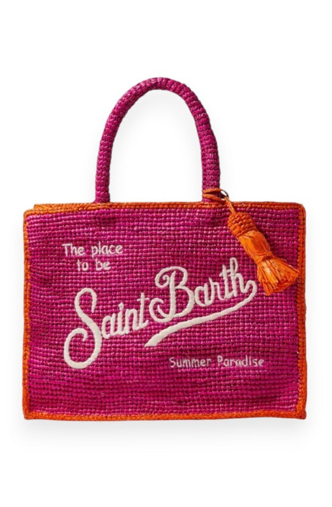 MC2 SAINT BARTH Colette Raffia Handbag with Embroidery