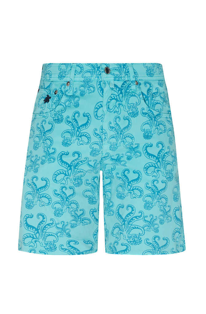 VILEBREQUIN Men Cotton Bermuda Shorts Printed Resin Poulpes