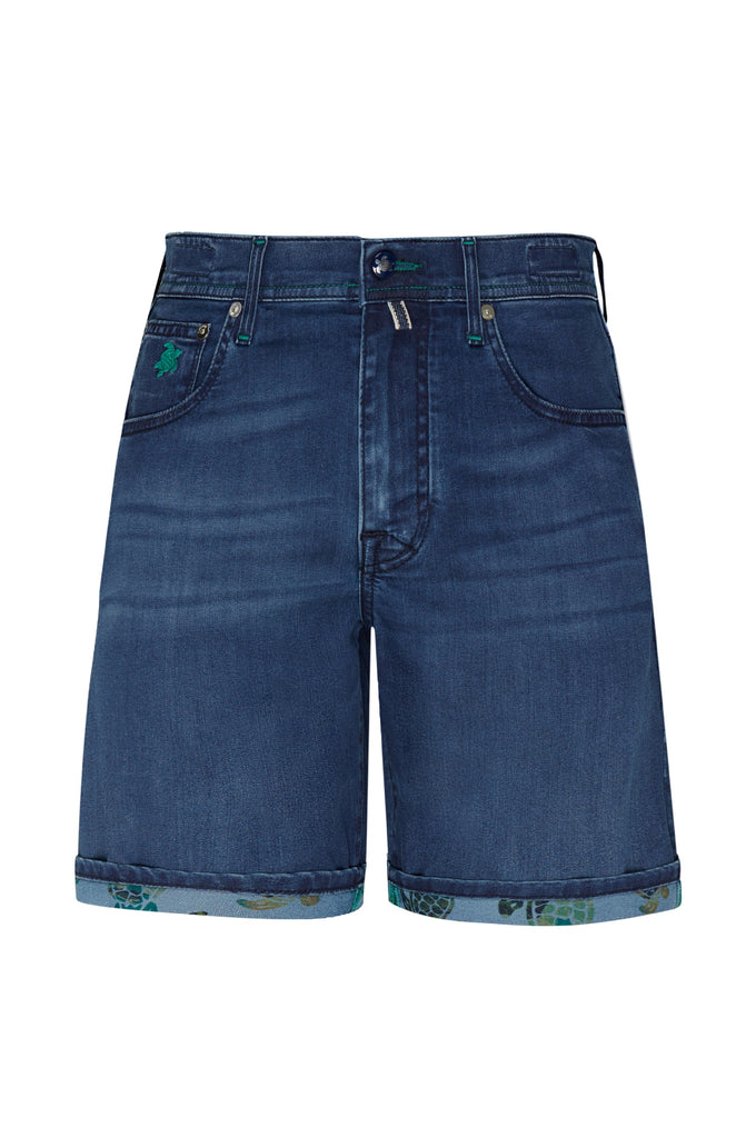 VILEBREQUIN Men Denim Bermuda Shorts Tahiti Turtles