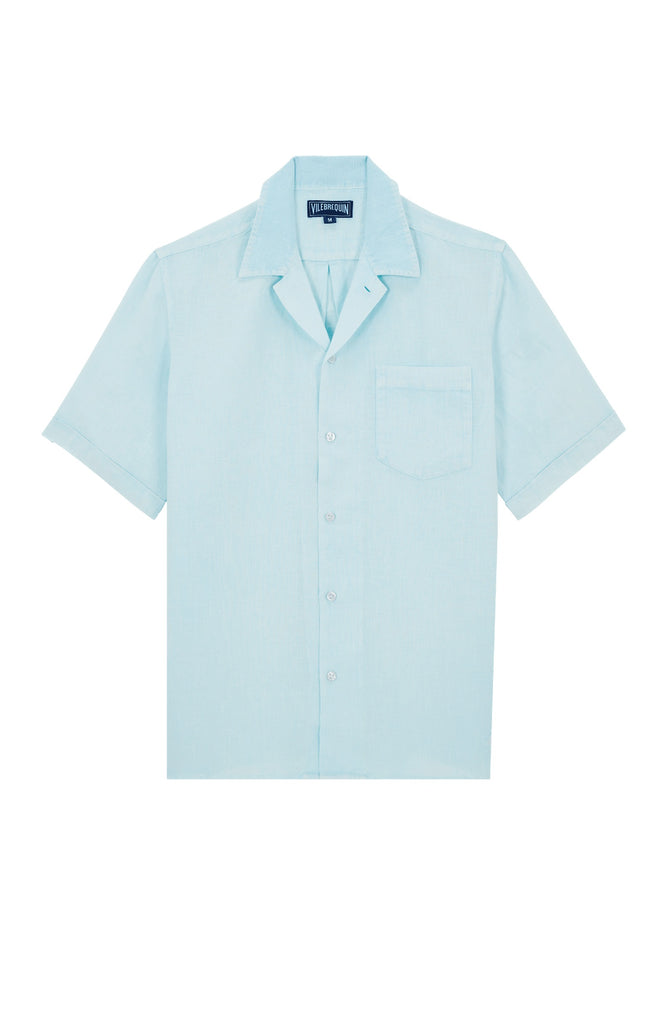 VILEBREQUIN Men Bowling Linen Shirt Mineral Dye