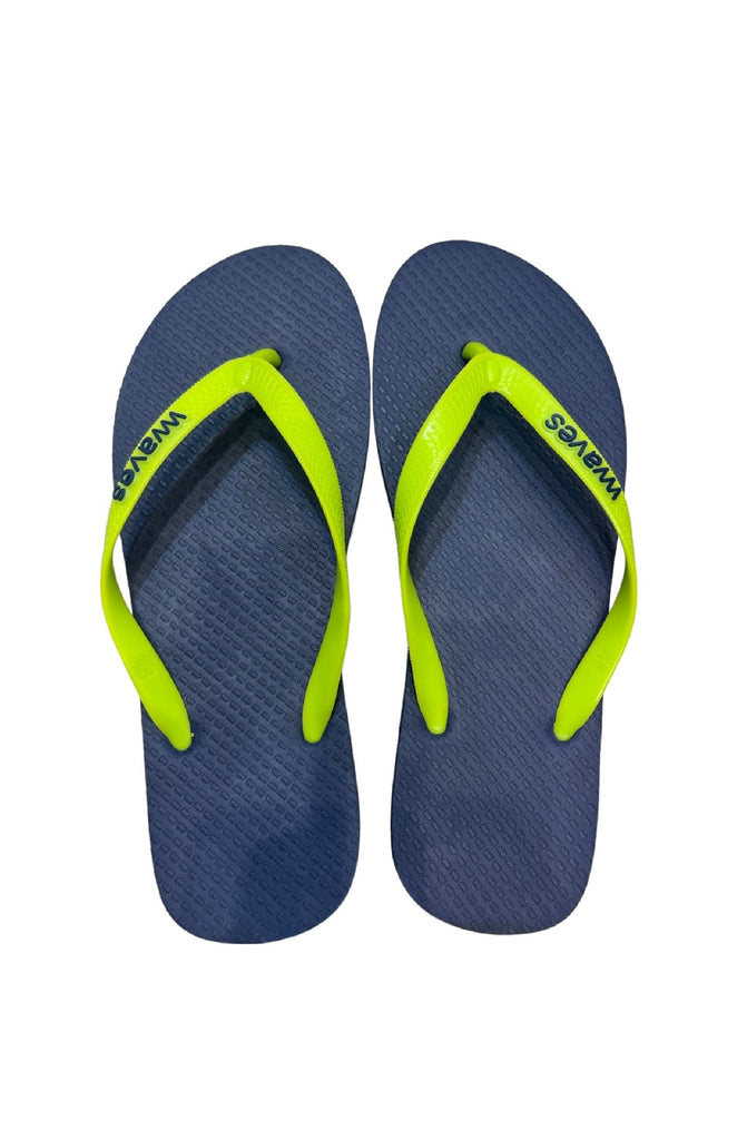 Waves Unisex Essentials Navy in Lime Strap Flip Flops