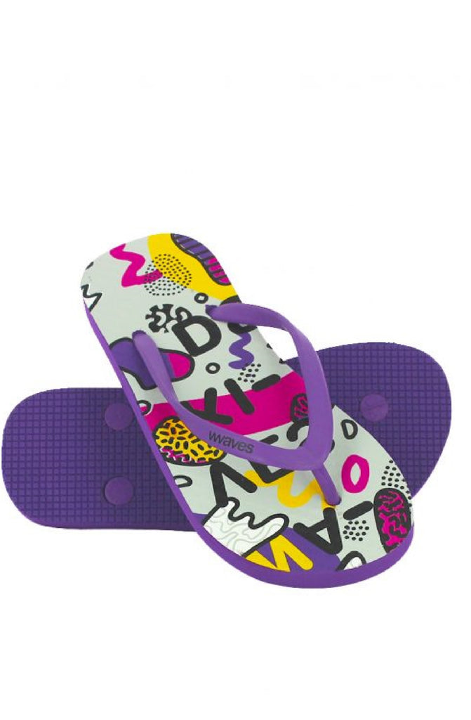 WAVES Kids Artwork Print Flip Flops