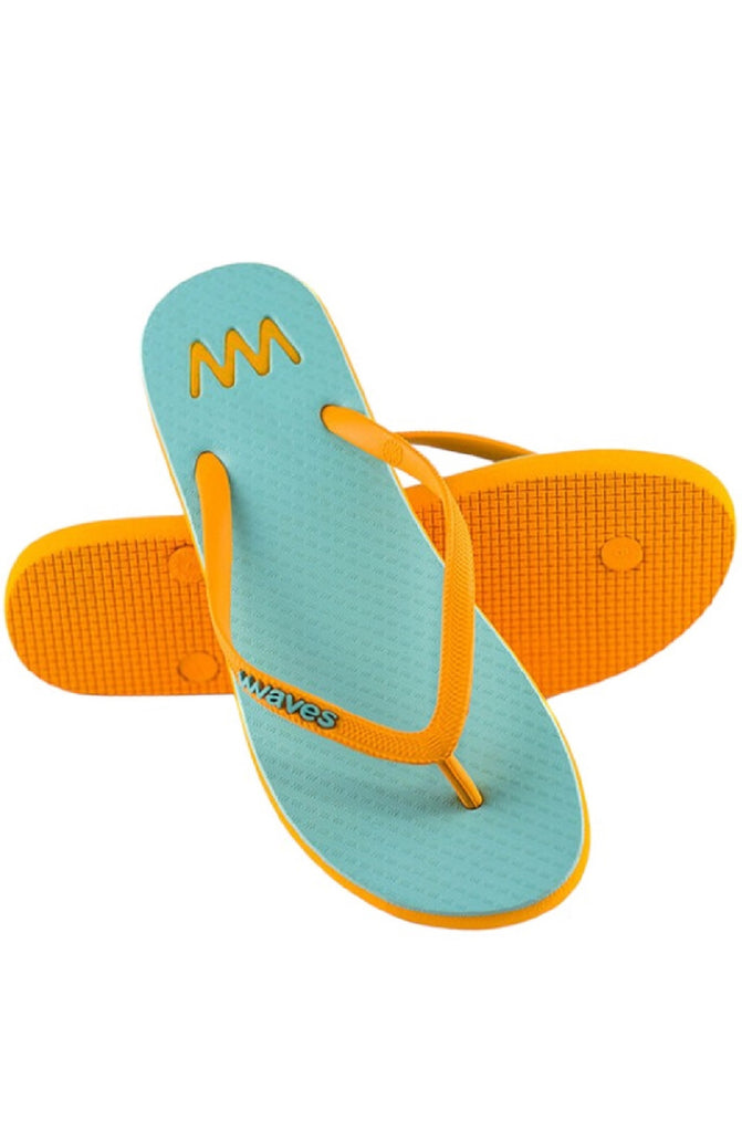 WAVES Women Two Tone Pastel Blue Orange Flip Flops