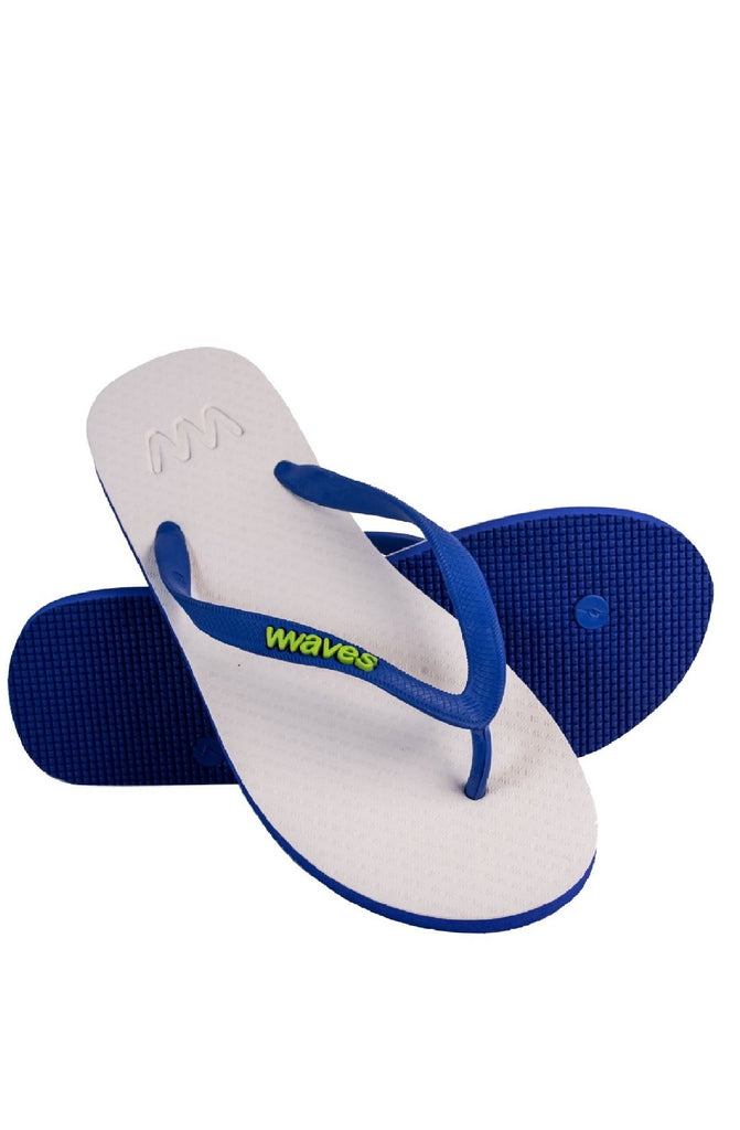 WAVES Men Two Tone Pastel Flip Flops - White / Royal Blue