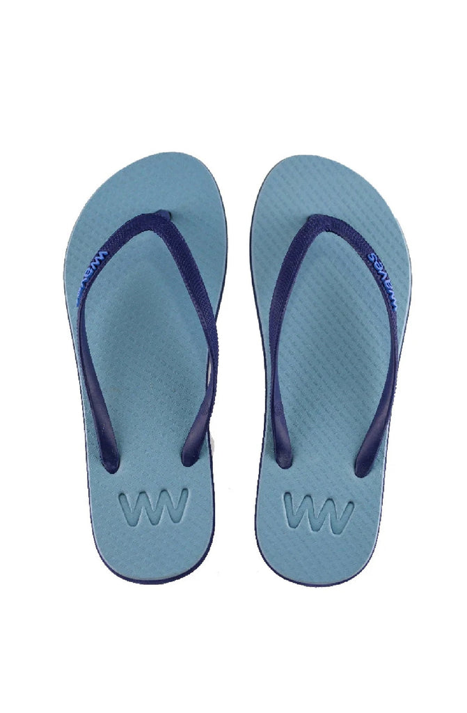 WAVES Women Two Tone Pastel Navy in Light Blue Logo Flip Flops