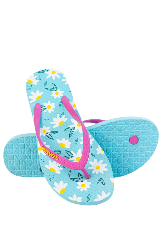 WAVES Women Printed Floral White Flip Flops