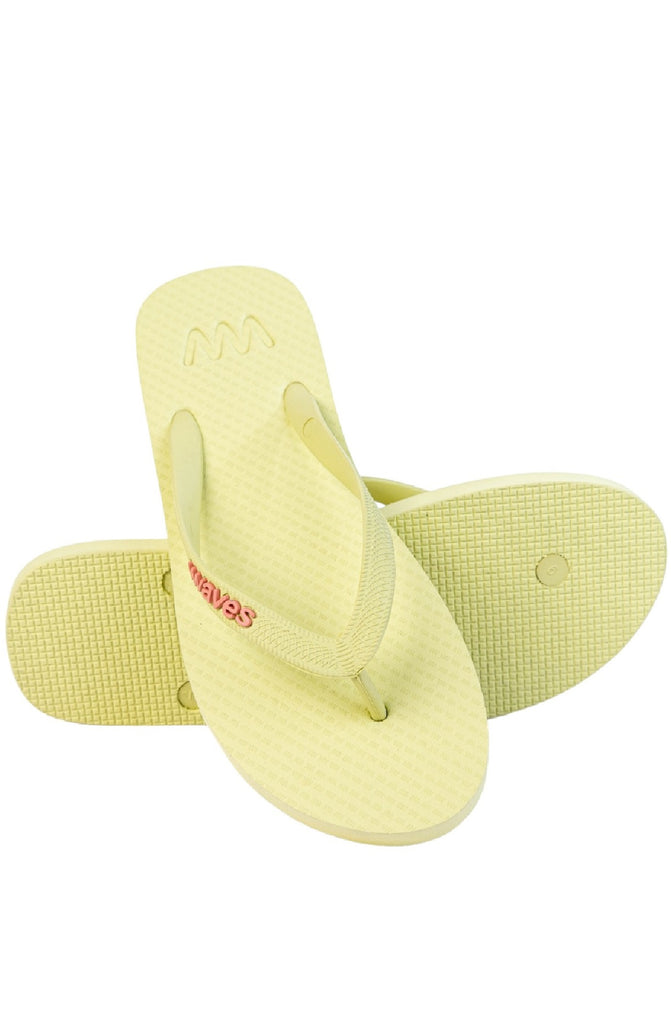 WAVES Unisex Essential Yellow in Red Logo Flip Flops