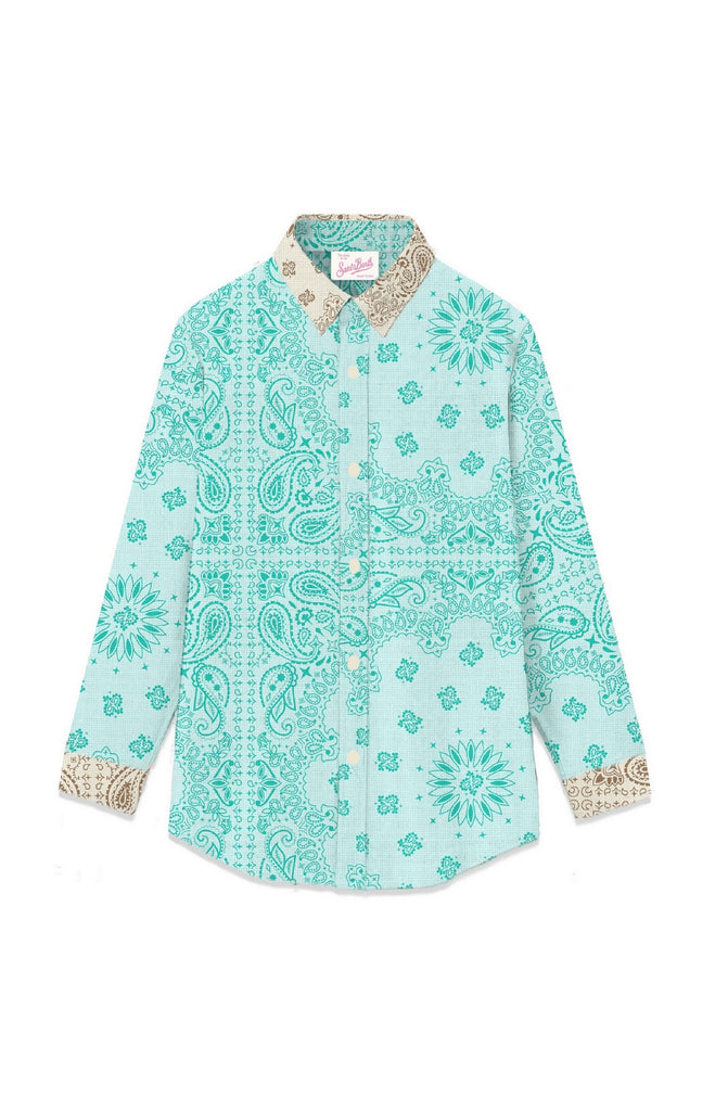 MC2 SAINT BARTH Women Linen Classic Shirt Meredith Bandanna