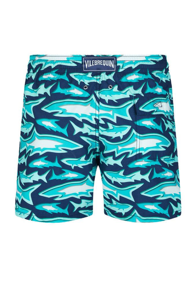 Palm Angels X Vilebrequin Blue 3d Logo Print Swim Shorts