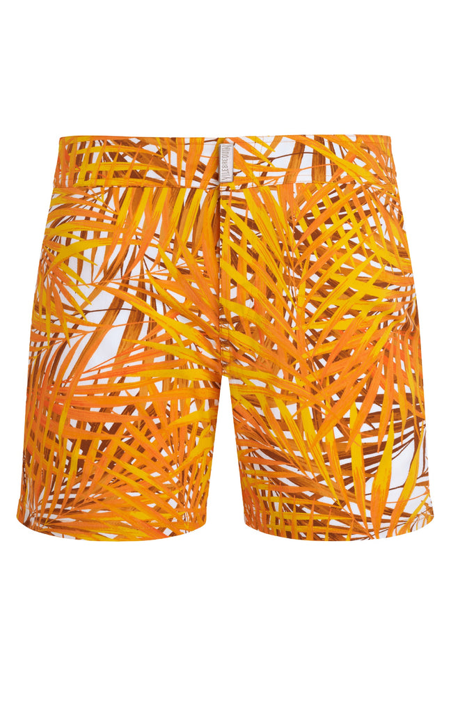 VILEBREQUIN Men Stretch Swim Shorts Flat Belt Palm Leaves