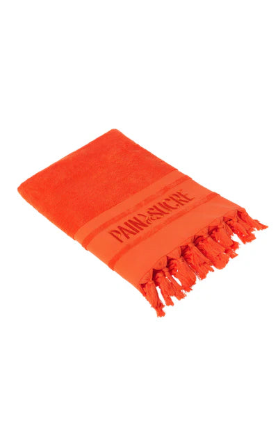 PAIN de SUCRE Zaina Orange fringed terry fouta towel