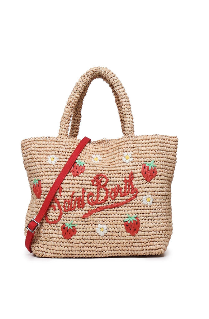 MC2 SAINT BARTH Raffia Beach HandBag Strawberry Embroidery