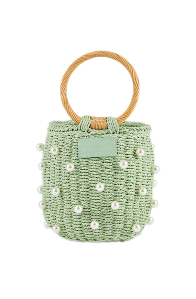 MC2 SAINT BARTH Rattan Bucket HandBag Pearls