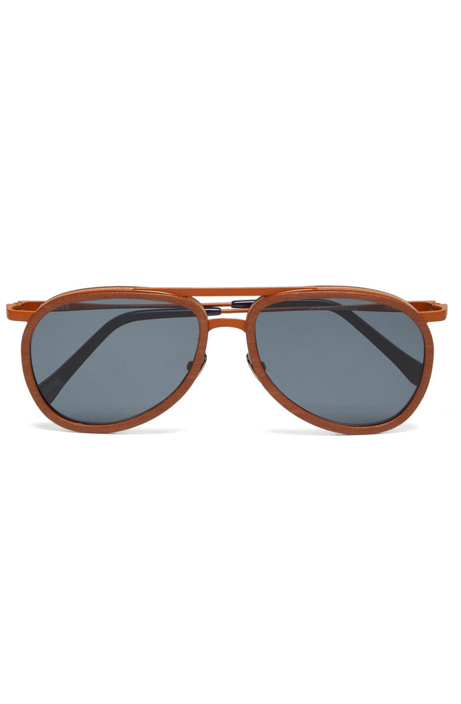 VILEBREQUIN Unisex Wood Aviator Sunglasses Solid - VBQ x Shelter