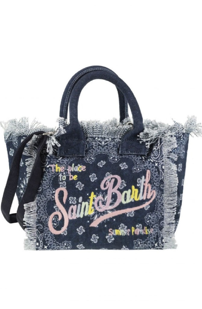 MC2 SAINT BARTH Vanity Bandanna Round Pastel Denim Handbag