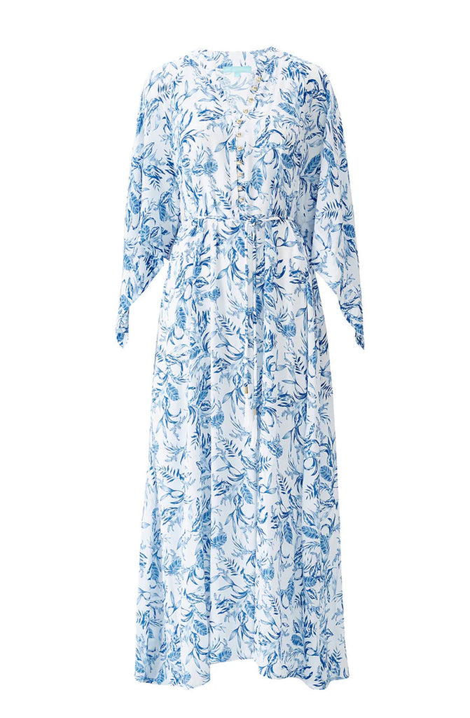 MELISSA ODABASH Edith Blue Leaf Dress